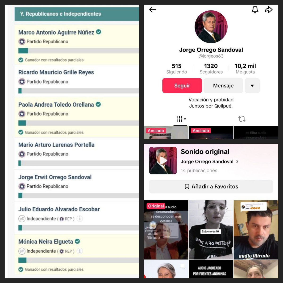 RobertoMerken's tweet image. 🔴 URGENTE — Se identifica al principal difusor del audio falso contra Jeannette Jara

🗣 En TikTok, Jorge Orrego Sandoval, ex militar y actual candidato del Partido Republicano en Quilpué, aparece como el primer y más relevante propagador del audio manipulado que intentó…