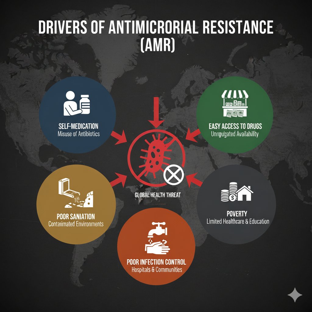GreenAghnet's tweet image. Do you know that self-medication for that infection you are suffering from could lay the ground for a debilitating medical condition? Yes, the inability of your body to respond to any new treatment: Antimicrobial Resistance Here are the drivers #WorldAMRAwarenessWeek