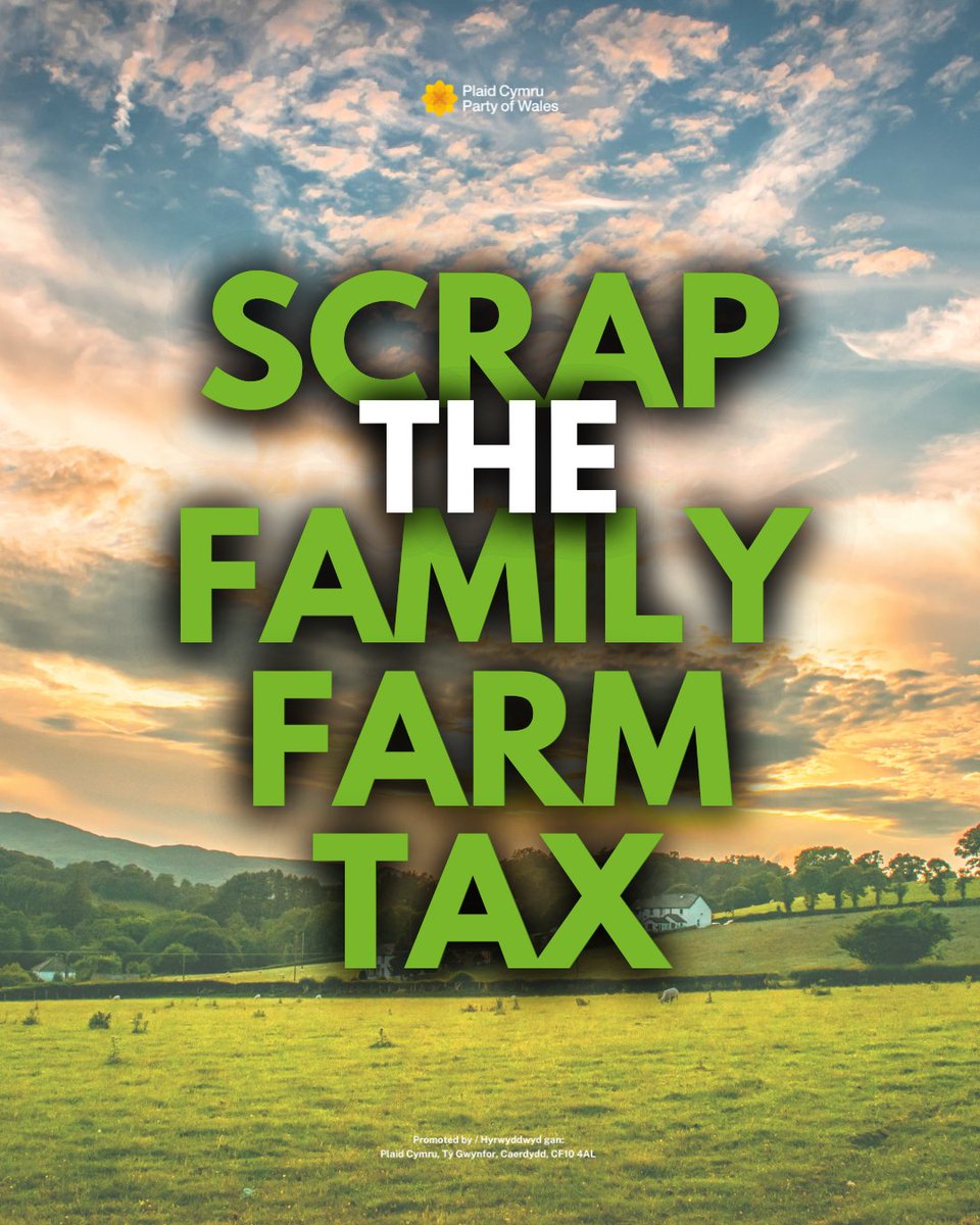 Plaid Cymru will always back small Welsh family farms. 

Labour must scrap the family farm tax.

🌾