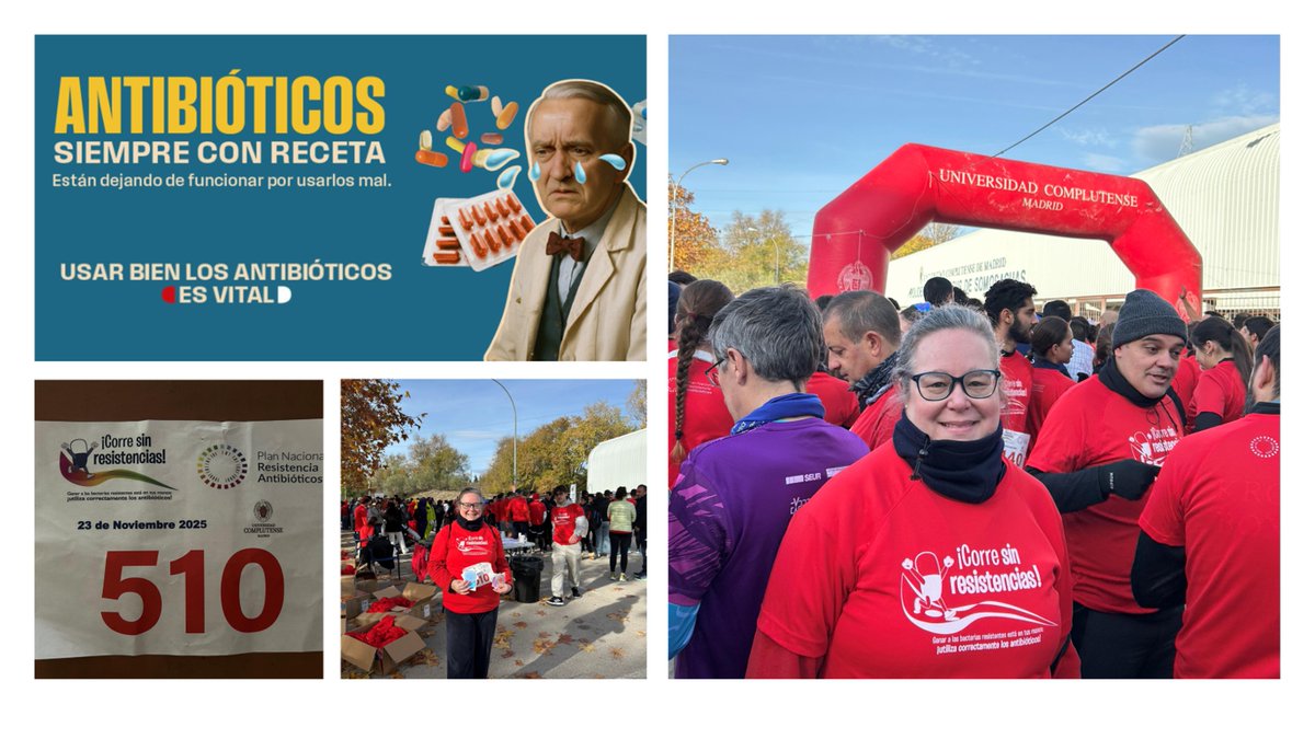 MariaElenaMoGu's tweet photo. 🏃‍♀️#CorreSinResistencias Madrid para concienciar sobre las resistencias a antibióticos
 👉 Solo con receta
 👉 Tratamiento completo
 👉 No para gripe 
 👉 No guardar "por si acaso"  
📢¡Contamos contigo! 🦠💊
#ResistenciaAntibióticos #UsarBienLosAntibióticosEsVital 
#OneHealth https://t.co/YPXTnWDBCe