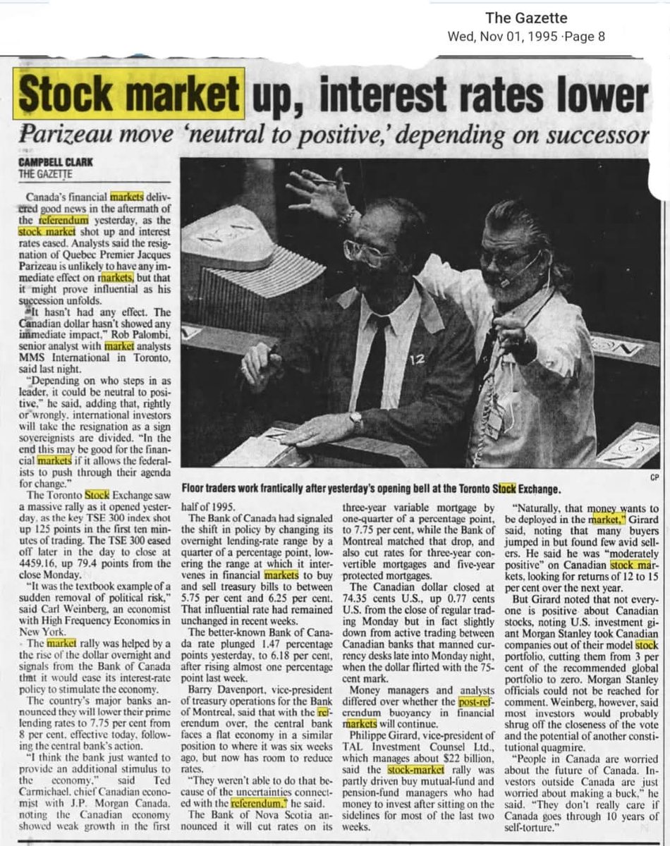 claudiacm1146's tweet image. They day after the separatists lost the 1995 referendum, was such a relief. But many millions of dollars sent to Toronto never came back. I was still realing over Parizeau drunken slur. How many times do we have to go through this? #polqc #PQ #PSPP