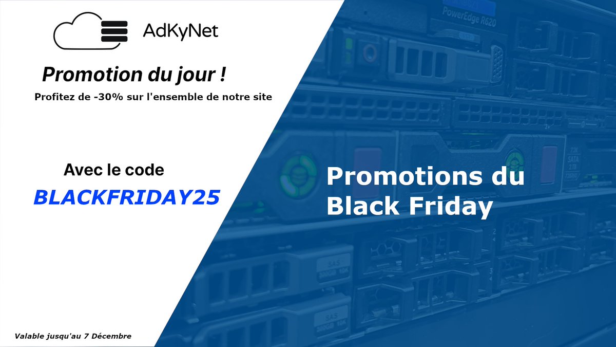 AdKyNet's tweet image. 🖤 Les promotions Black Friday arrivent chez AdKyNet !

Profitez de -30% sur tout le site avec le code BLACKFRIDAY25.

Lancez votre nouveau projet dès maintenant, nos offres VPS NVMe vous attendent 👇
 adkynet.com/vps/nvme
