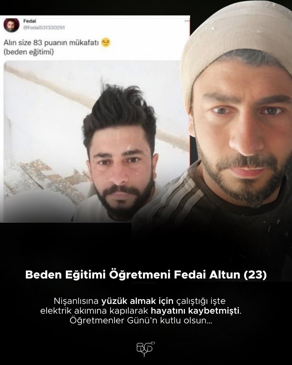 40 günlükken babasını kaybetti, annesi terk etti. Amcası büyüttü.
BESYO’yu bitirdi, KPSS’den iyi puan aldı ama “referansı” olmadığı için atanamadı.
İnşaatta gerekli önlem alınmadığı için elektrik akımına kapılıp hayatını kaybetti.
Öğretmenler Günün kutlu olsun…