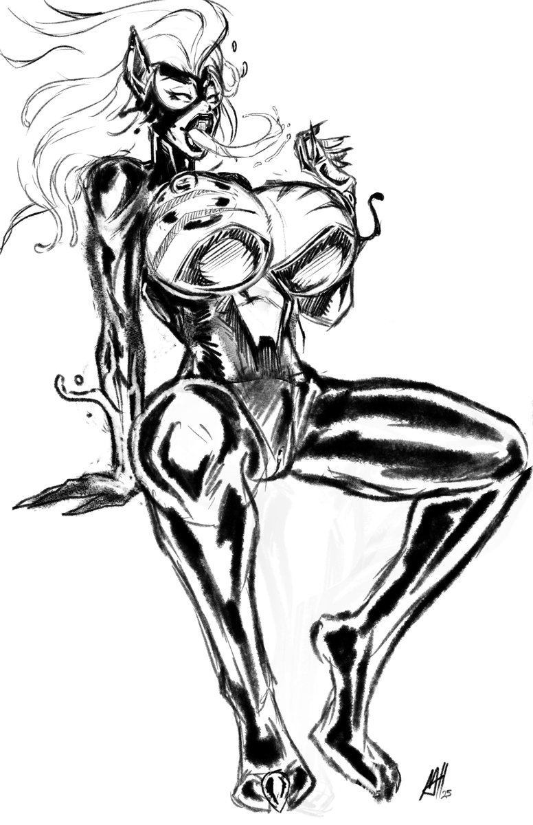 A little Black Cat Symbiote Corruption sketches for a ScarySerum. Gottah love the 1610 rep!