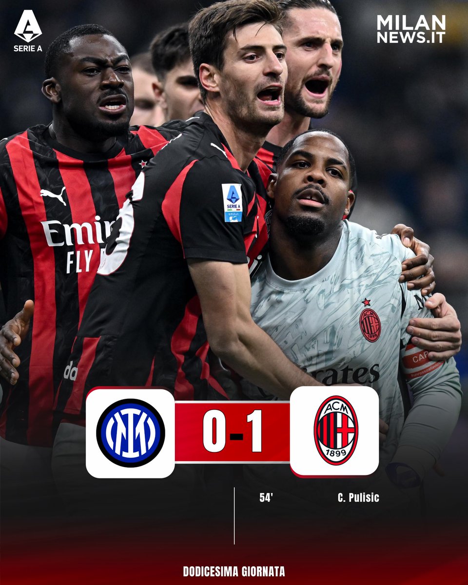 FT | INTER 0️⃣-1️⃣ MILAN

Pulisic in gol, Maignan para il rigore a Calhanoglu: il derby in casa dell’Inter è ancora una volta rossonero