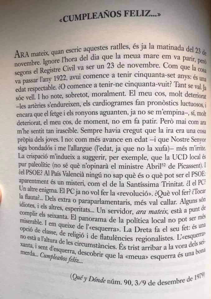 Joan Fuster, en el seu 103è aniversari.