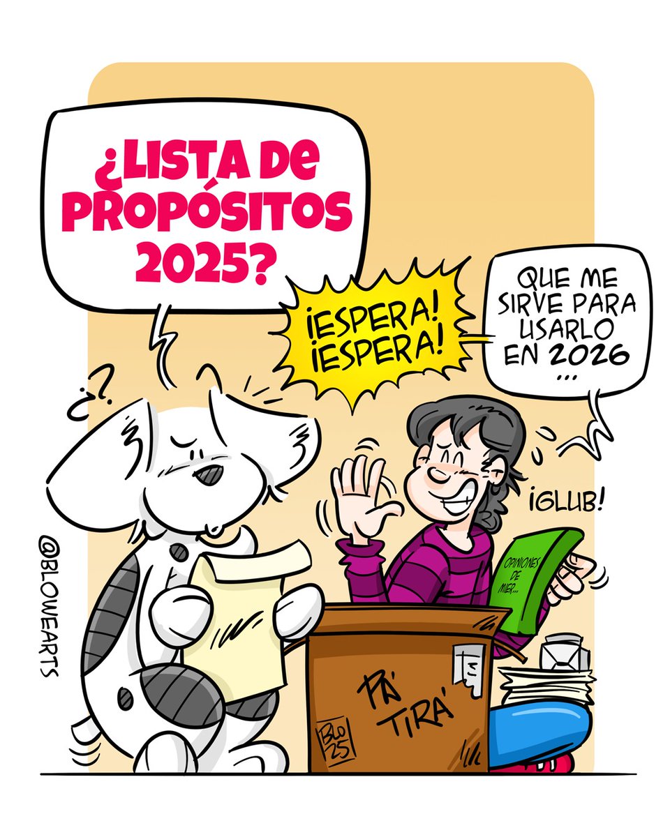 #Recicla! ♻️ También los #Propositos de año en año 😅😅😅 #CuidaoQueFaltaNá #12mesesEnUno

#Blowearts #LicoElPerro #Humor #comics #Risa #Perro #Ilustracion #Dibujo