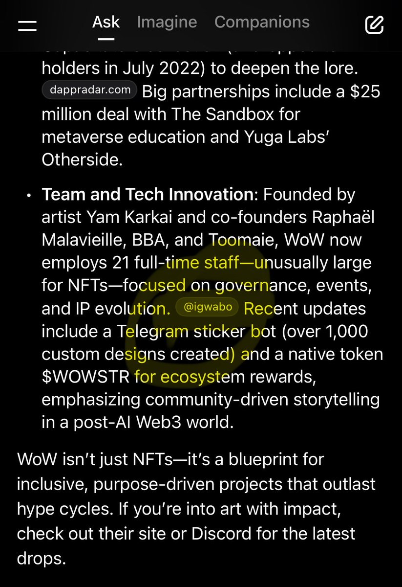 Bit of an “Inception” moment there with my mate <a href="/grok/">Grok</a> 🤣

Doing a little <a href="/worldofwomenxyz/">World of Women</a> AI based research whilst trying to find a new post angle, organic content edge and I’m being quote Xeeted in the bots reply 🤩

Talk about AI slop, lol, I mean pure genius, peak alpha