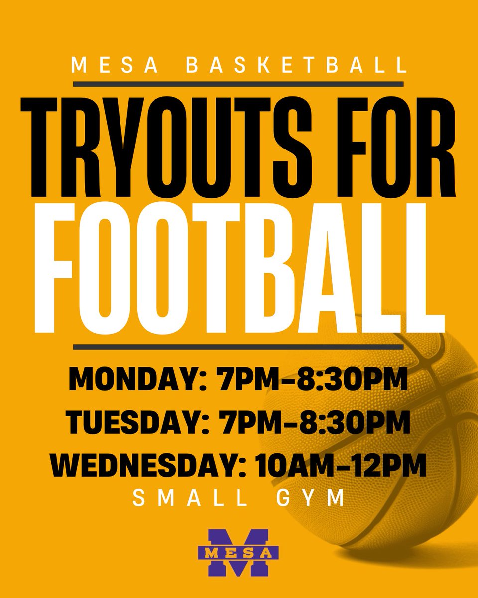 Played football? Want to play basketball? Tryouts start tomorrow. <a href="/CoachStansberry/">Scott Stansberry Jr.</a> <a href="/MesaBasketball/">Mesa Basketball</a>
