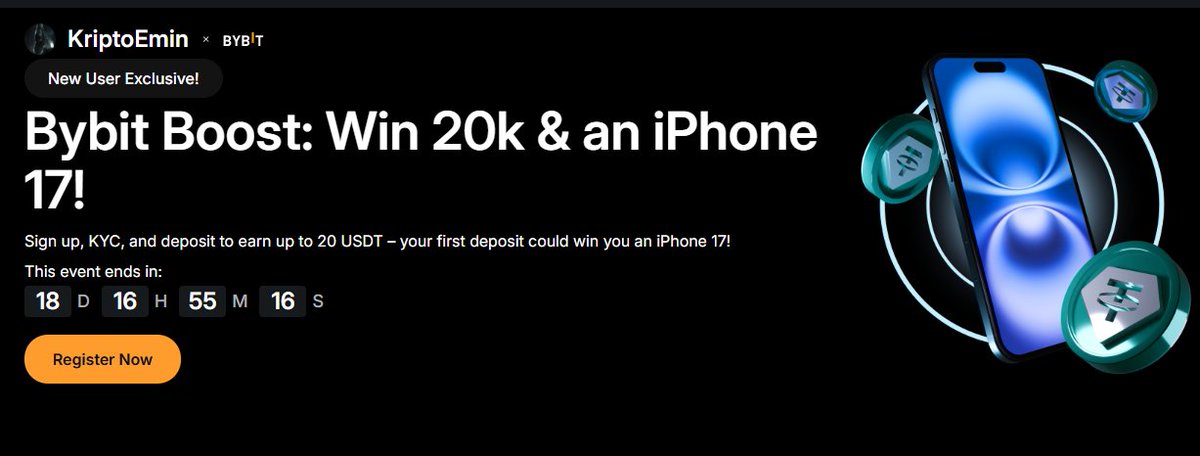 🎉Bybit'e Katıl, Ödülleri Kap! 🇹🇷

💰Kayıt Ol &amp; KYC Tamamla &amp;rarr; 6 USDT Kazan!

Adım 1️⃣: Bybit'e kayıt ol 3 USDT
Adım 2️⃣: KYC Level 1 doğrulamasını tamamla 3 USDT

⚡️İlk Yatırımını Yap &amp;rarr; 4 USDT Kazan!
📱100$ Yatır &amp;rarr; 10 USDT + iPhone 17 Şansı!

100$ yatır, 7 gün içinde
