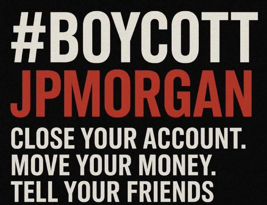 hammock75's tweet photo. #boycottjpmorgan https://t.co/cuct3vqqxG