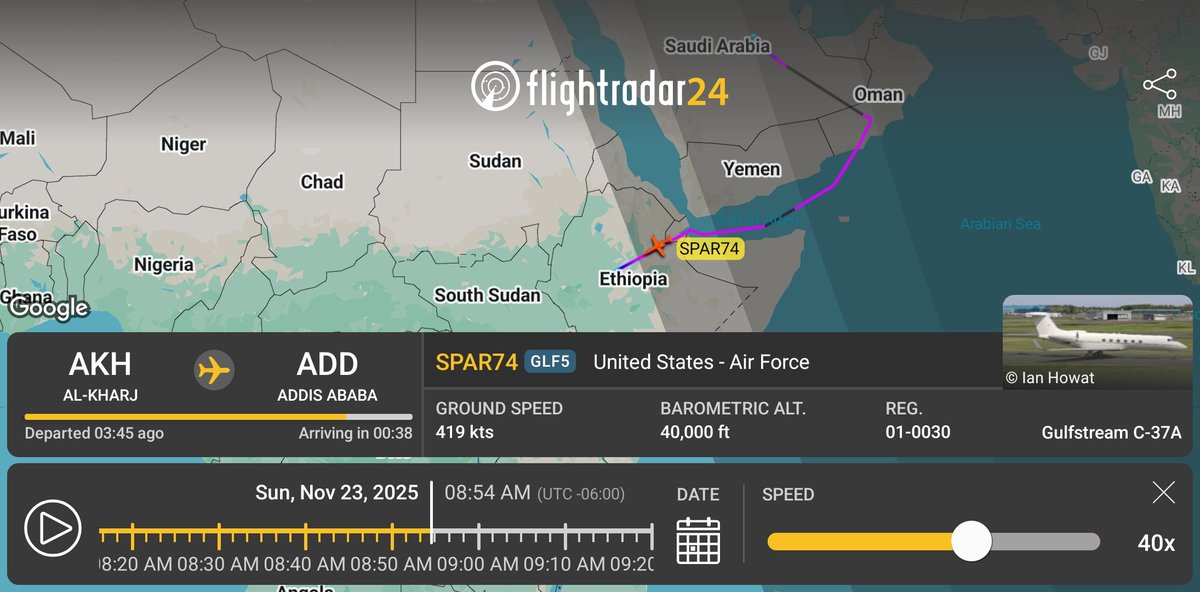 ThomasPaine6F0's tweet image. globe.adsbexchange.com/?icao=AE115E 

USAF 01-0030 (GLF5) Gulfstream C-37A call sign SPAR74  Hex #AE115E

🇺🇸🇺🇸🇺🇸🇺🇸🇺🇸