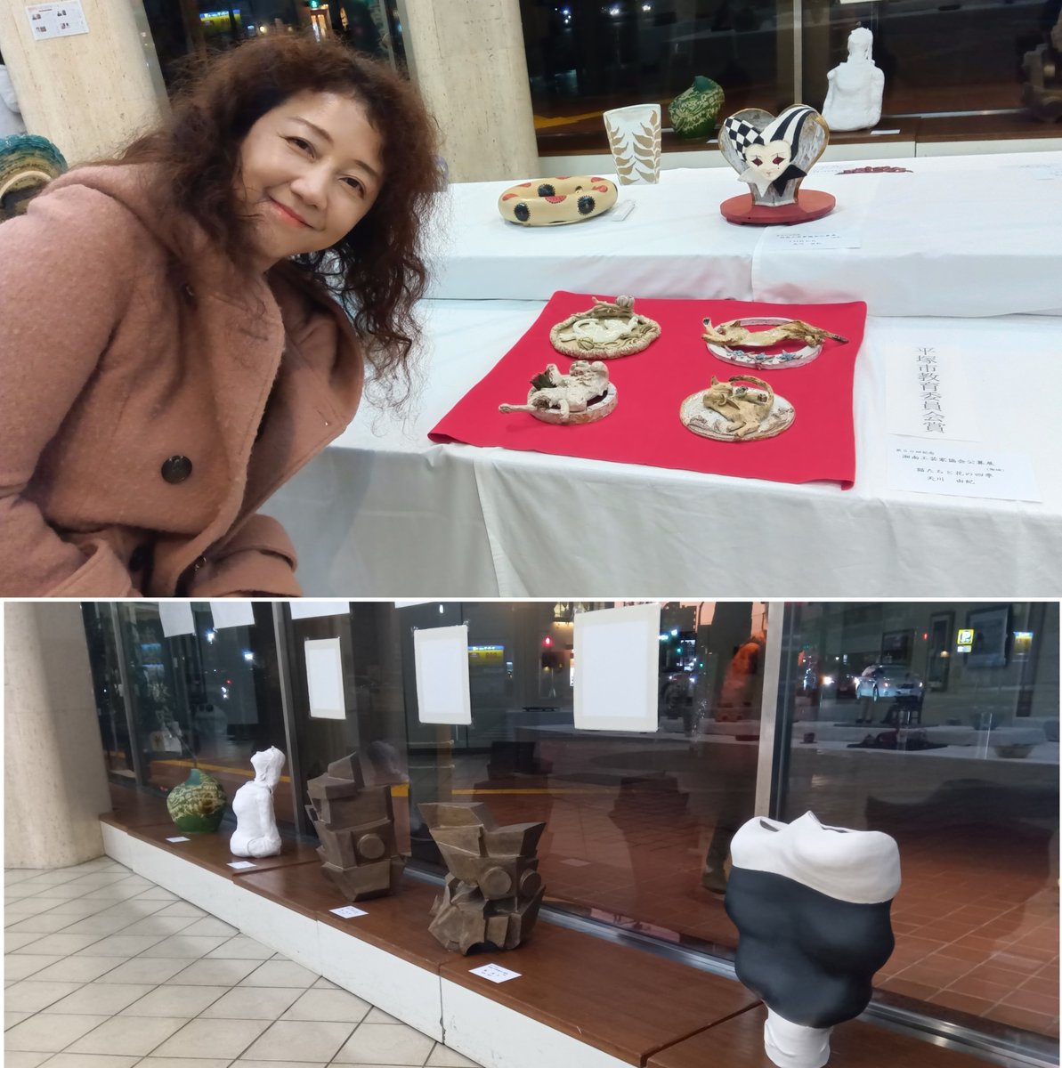 simadayuki's tweet image. 夜のギャラリー #第５０回記念湘南工芸家協会公募展