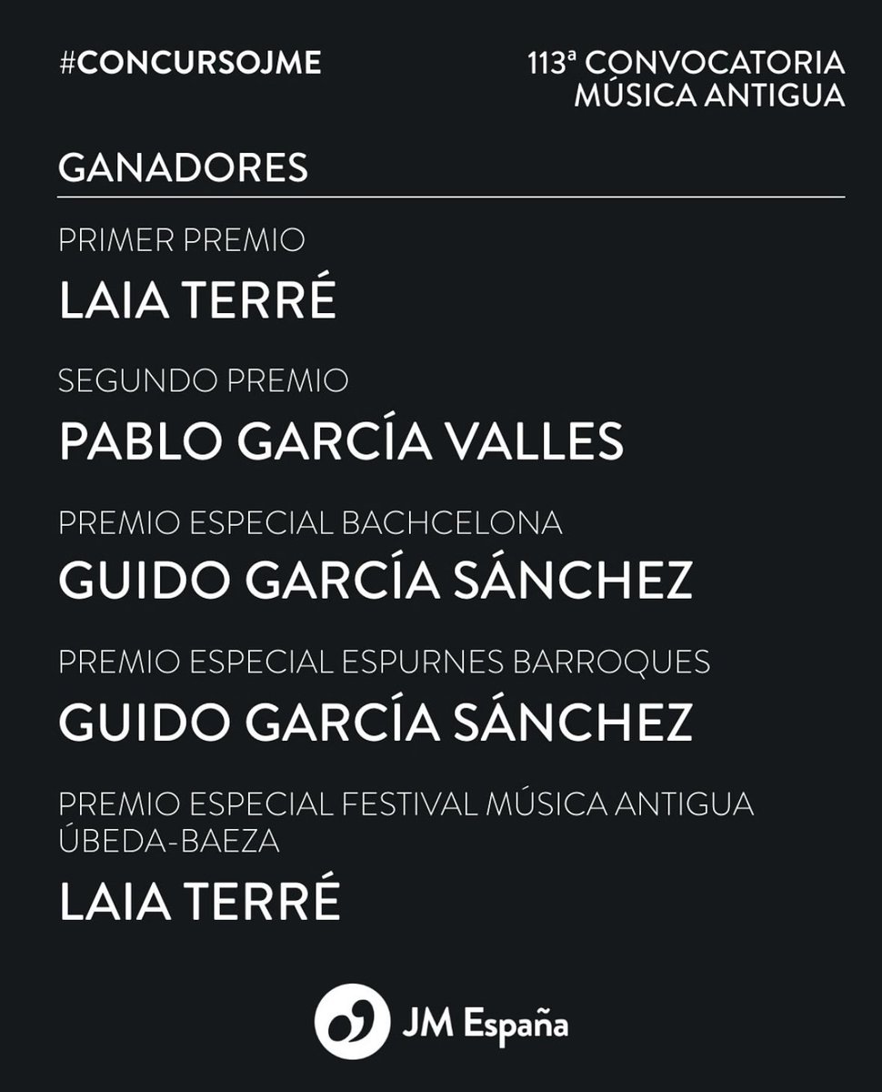 RCSMM415's tweet photo. Queremos felicitar muy especialmente a Guido García Sánchez, egresado de nuestro Departamento, galardonado con el Premio Especial Bachcelona y el Premio Especial Espurnes Barroques en la 113.ª Convocatoria del Concurso Juventudes Musicales @jmspain_ . ¡Enhorabuena, Guido! https://t.co/CYQ8uiV5nt
