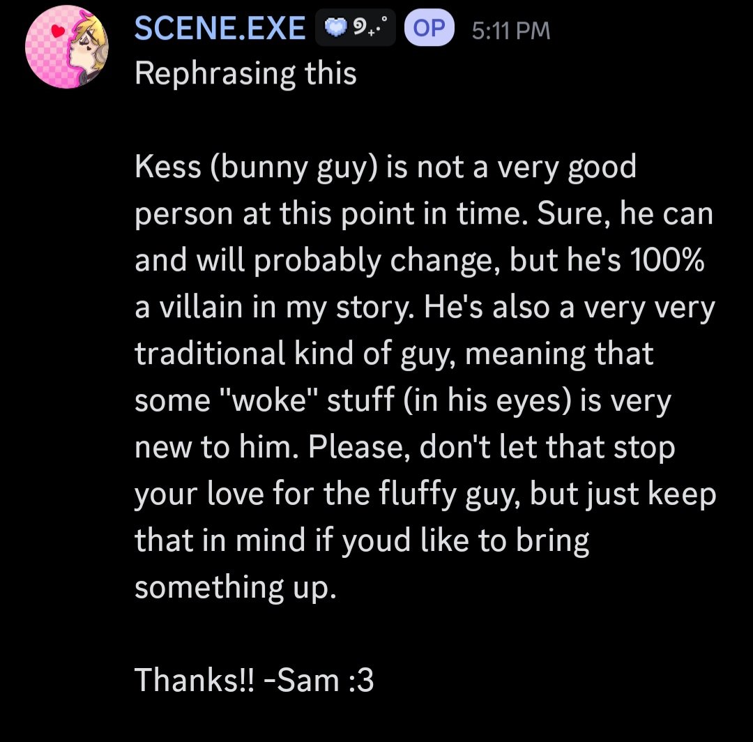 SCENESYS_'s tweet image. // Hiya!! For reference as well, most of the story is on SCENE&apos;s strawpage, and if you wanna know what kind of guy he is, it&apos;s all there. This is just a PSA for those who really like him so far. Thanks!! ❤