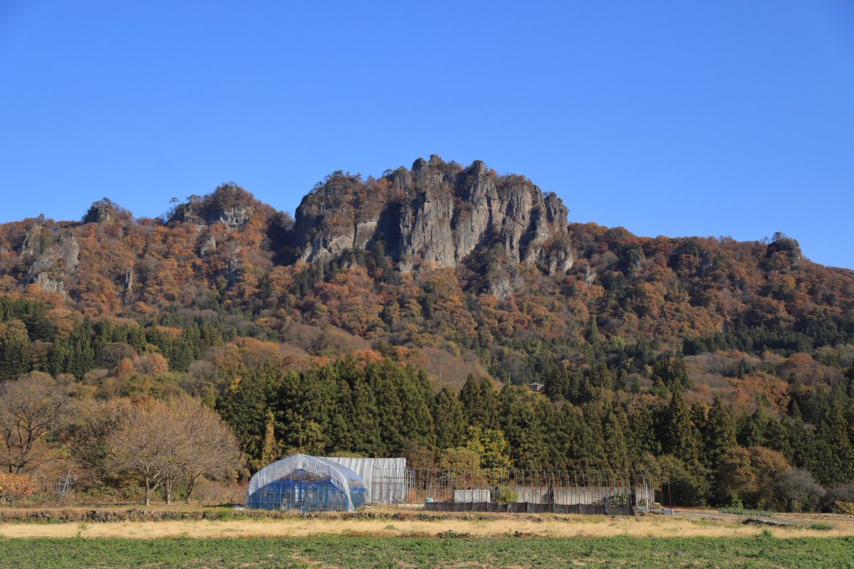 atarashiiinaka's tweet image. 【岩櫃山】
撮影地点／群馬県吾妻郡東吾妻町三島
Photo／2025.11.18

紅葉が進む岩櫃山。

#群馬県　#東吾妻町　#田舎の風景