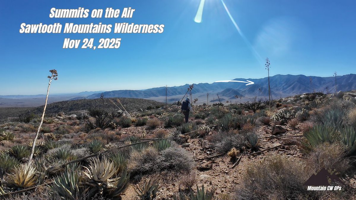 mountaincwops's tweet image. My ham radio adventures are taking me to the remote  Sawtooth Mountains Wilderness to try and activate a rare peak, W6/SD-150. 0perating HF CW and will have limited time on the summit. Chase me if you can. 11/24/25 #SOTA #CW #morsecode #hamradio #pota #qrp
