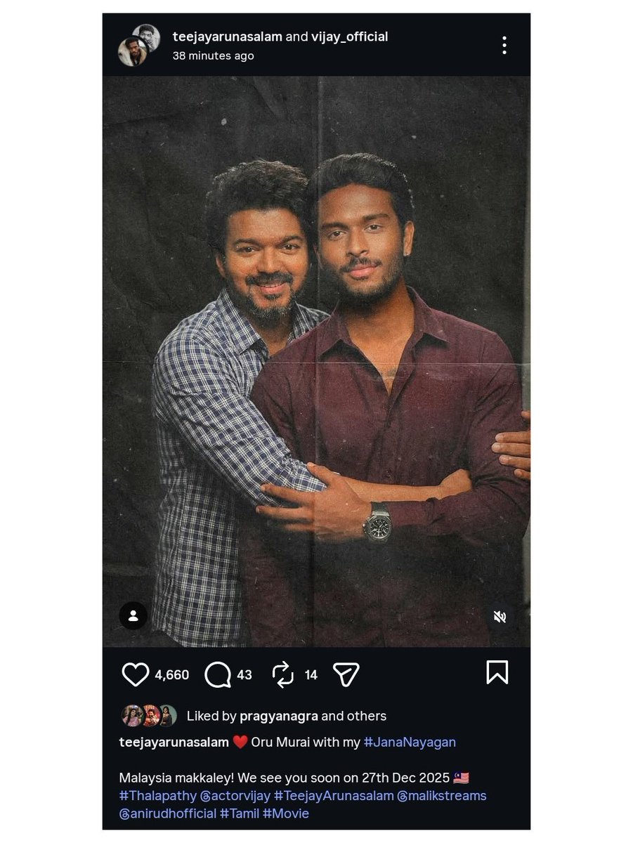 PrakazVijay_Of's tweet image. . @IamTeejayMelody Insta Post ! 🤩🔥
