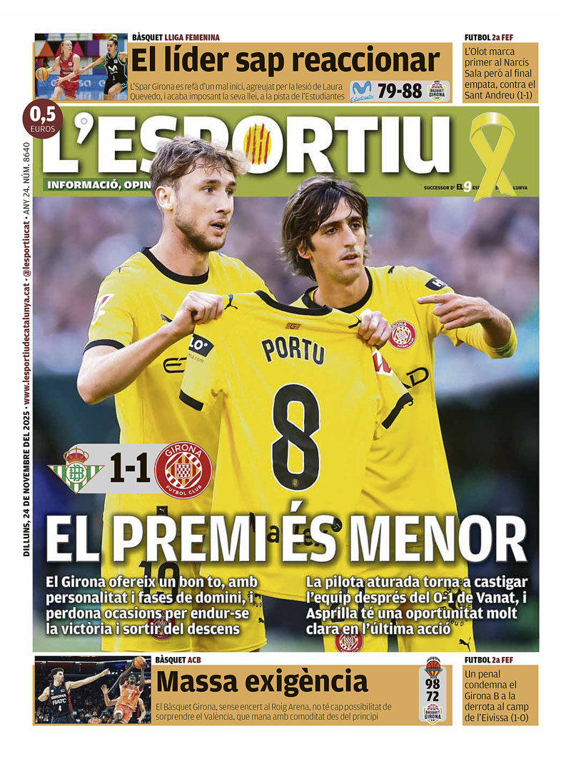 EL PREMI ÉS MENOR, la portada de @lesportiugir <a href="/GironaFC/">Girona FC</a> <a href="/unigirona/">Spar Girona</a> <a href="/BasquetGirona/">Bàsquet Girona</a> <a href="/UEO1921/">Unió Esportiva Olot</a> <a href="/GFCAcademia/">Girona FC Acadèmia</a>