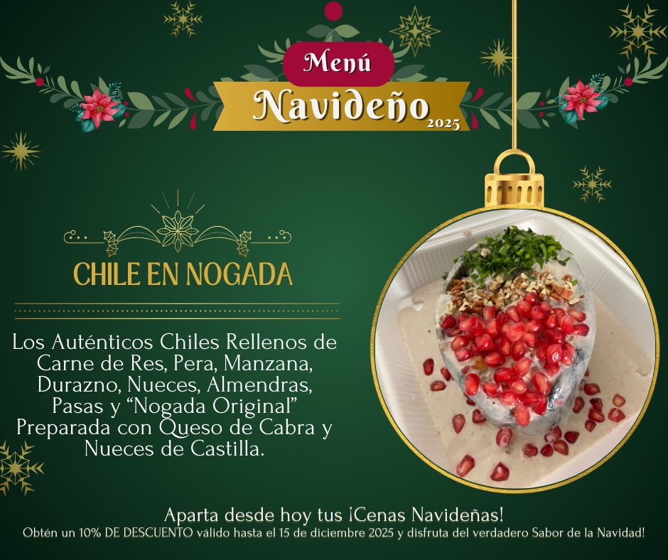 BiDelySMART_K's tweet photo. 🎄✨ ¡Haz que esta Navidad sea inolvidable!
Aparta tu Cena Navideña BiDely por solo $299 p/p:
 2 entradas + plato fuerte a elegir + postre.
¡Casero, abundante y hecho con amor!
👉 Envíanos mensaje
🔥 10% de descuento si apartas antes del 15 de diciembre. https://t.co/ogLrxqkZgG
