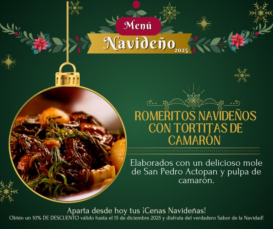 BiDelySMART_K's tweet photo. 🎄✨ ¡Haz que esta Navidad sea inolvidable!
Aparta tu Cena Navideña BiDely por solo $299 p/p:
 2 entradas + plato fuerte a elegir + postre.
¡Casero, abundante y hecho con amor!
👉 Envíanos mensaje
🔥 10% de descuento si apartas antes del 15 de diciembre. https://t.co/ogLrxqkZgG