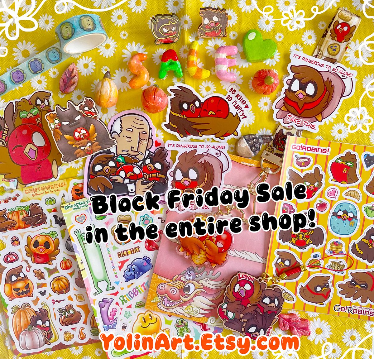 YolinArt's tweet image. Go!Black Friday is here! 🎉 Enjoy the biggest sale of the year on all products for a limited time ❤️☺️ #batfamily #stickers #enamelpins #robin #jasontodd #stationary #smallartist 

❤️ yolinart.etsy.com