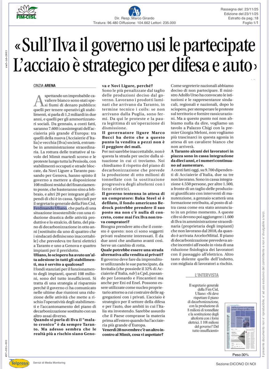 Fim Cisl Nazionale tweet media