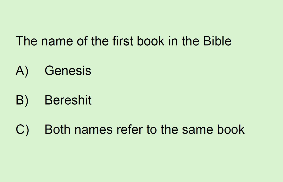 The name of the first book in the Bible
A) Genesis
B) Bereshit
C) Both names refer to the same book
#Bible #BibleStudy #bibleverse