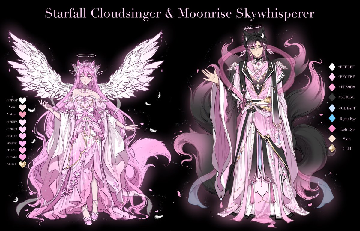 Starfall Cloudsinger and Moonrise Skywhisperer 🩷🪽

#AngelFoxDemi