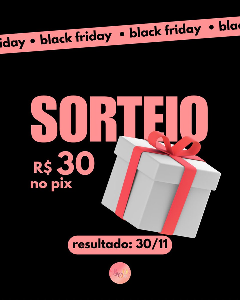 🤩 SORTEIO ESPECIAL BLACK FRIDAY!

🏆 Valendo R$ 30 no pix 

📍 Regras:
— Seguir <a href="/boopromoss/">Boo Promos</a> 
— Dar RT nesse post (sem citar)
— Comentar que está participando 

📆 Resultado dia 30/11