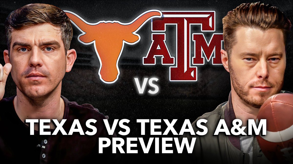 JakeCrain_'s tweet image. 🔥 TEXAS vs TEXAS A&amp;amp;M PREVIEW!

🔑 KEYS TO VICTORY FOR EACH TEAM

🏈 MOST UNDERRATED STAT IN GAME

🙋‍♂️ CAN TEXAS RUN THE BALL?

🏆 ARCH MANNING vs MARCEL REED

LINK: youtu.be/sOGCDhUBWJk?si…