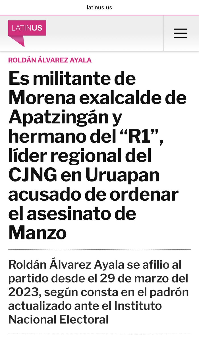 Erika_Velasco_'s tweet photo. Por qué nadie está hablando de esto, debería ser un escándalo. El exalcalde de Apatzingán, Roldán Álvarez, hermano de Ramón Álvarez, el “R1” del CJNG, es militante de Morena desde 2023. El “R1” es una de las 2 personas involucradas en el asesinato de Carlos Manzo, alcalde de Uruapan.