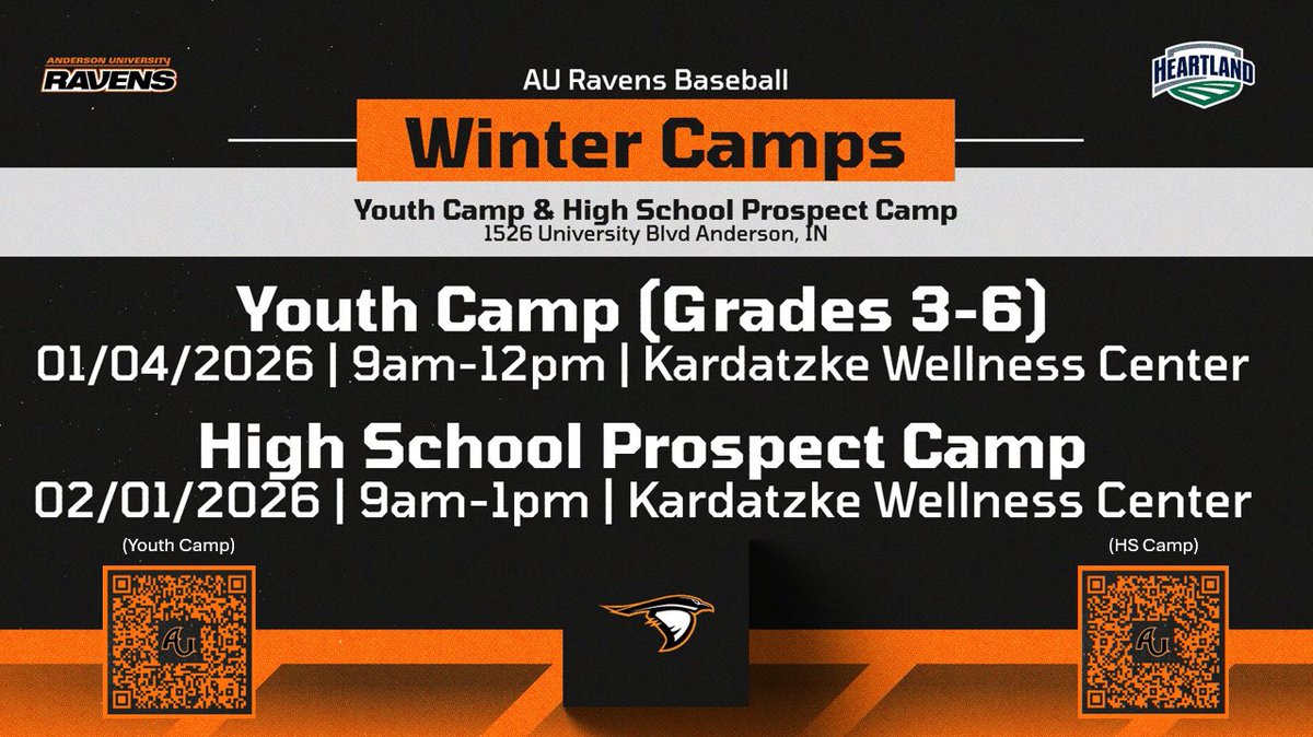 Officially announcing our 2 winter camps in January/February! 

- Youth Camp (grades 3-6)
- High School Prospect Camp

Make sure to scan the qr codes for more information and sign up to have your spot reserved for camp!
