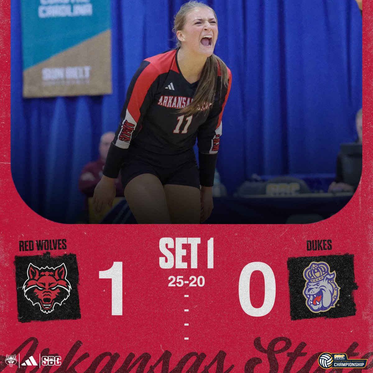AStateVB's tweet image. Red Wolves strike first!

#WolvesUp
