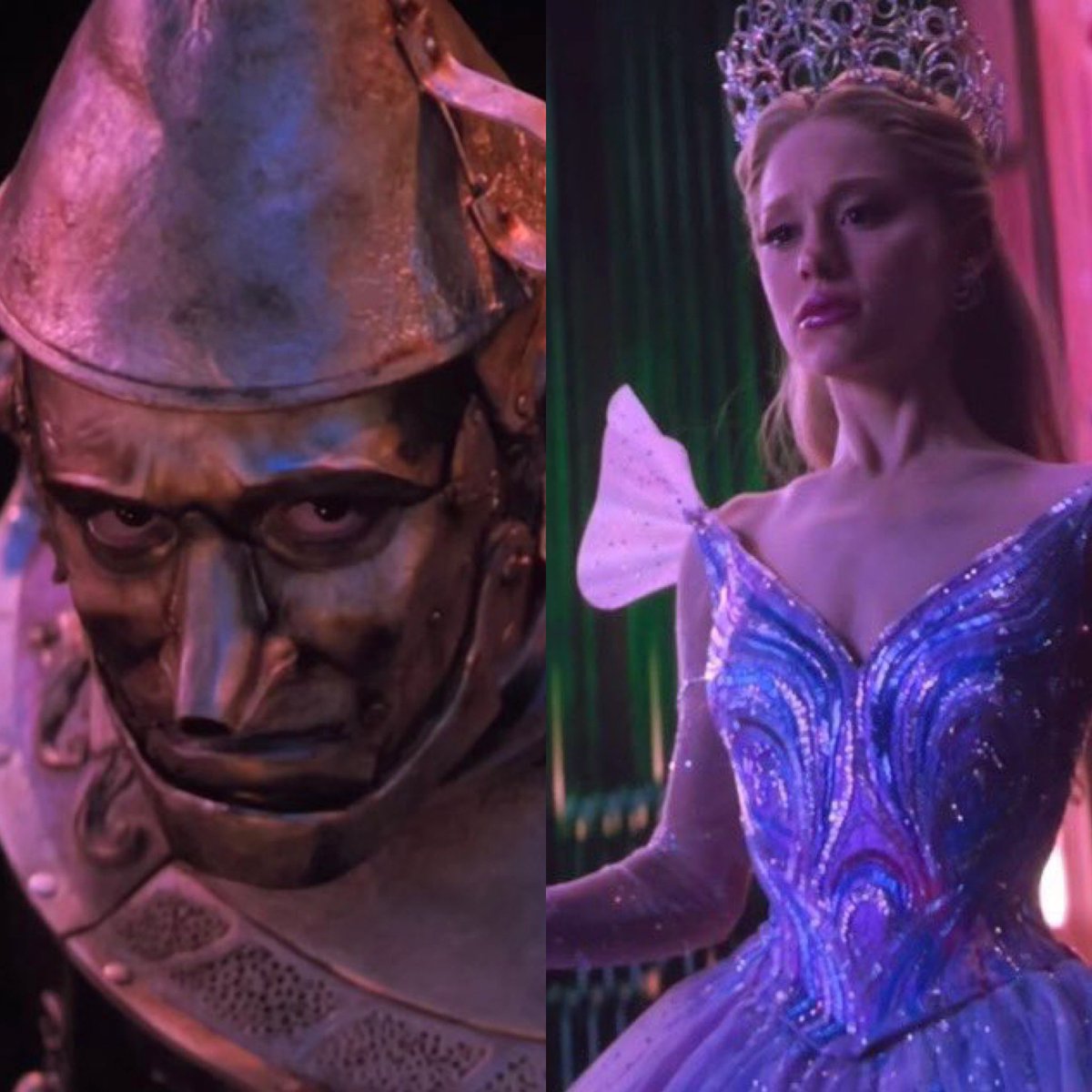 Ethan Slater staring at Ariana Grande after she breaks up with him now that Wicked is done.