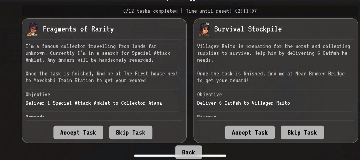 0xLiquidated0x's tweet image. 🚨Updated taskboard in @spellbornegame 🚨

Have you seen the new NPC quests by Raito and farmer Haruto? 

I share with you down below their locations and the quests I got by them. 

I love that the team is always adding more gameplay and NPCs! 

LFG $BORNE

#SpellborneCreate