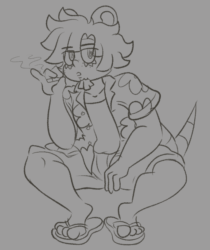 I tried to draw Jazz squatting, but it looks more like he's sitting on something.