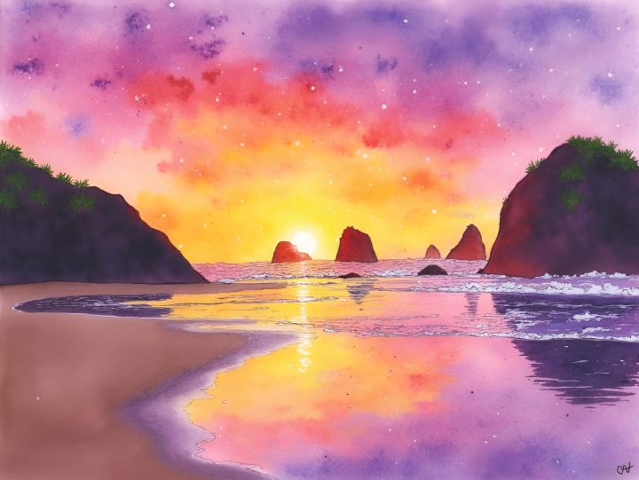 C_Autumn_Trapp's tweet image. Art of the Day! &quot;Sea Stacks at Twilight&quot;. Buy at: ArtPal.com/c_autumn_trapp…