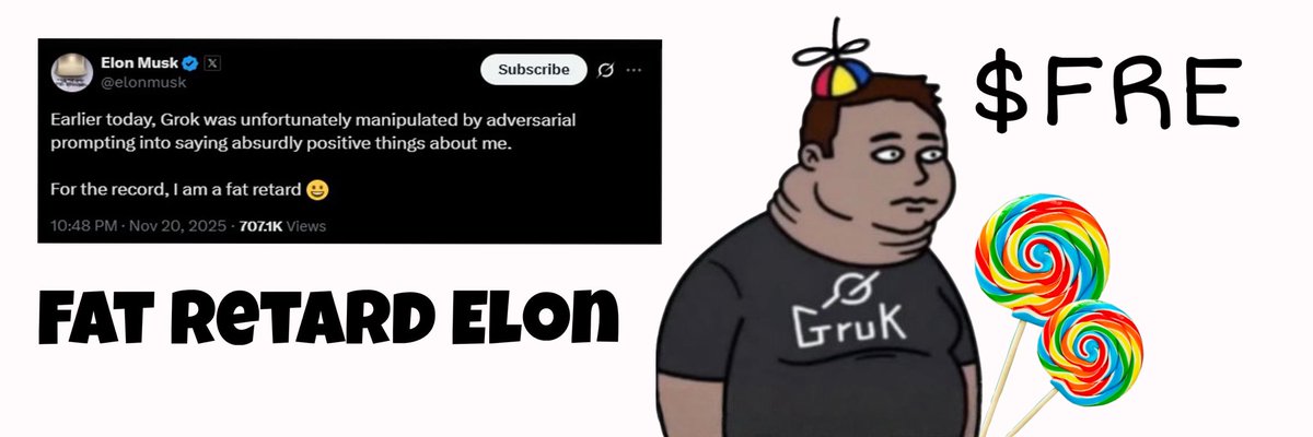 fatretardelon_'s tweet image. &apos;&apos;Retard&apos;&apos; is the most used word by Elon Musk,

Elon confirmed that he&apos;s fat and retarded,

The meme will not die; Elon will tweet about this again.

bookmark this.

$FRE

ARLMnQhWDY8Vy87t3gMq6NRmNyRtqEGozkjfwpeypump