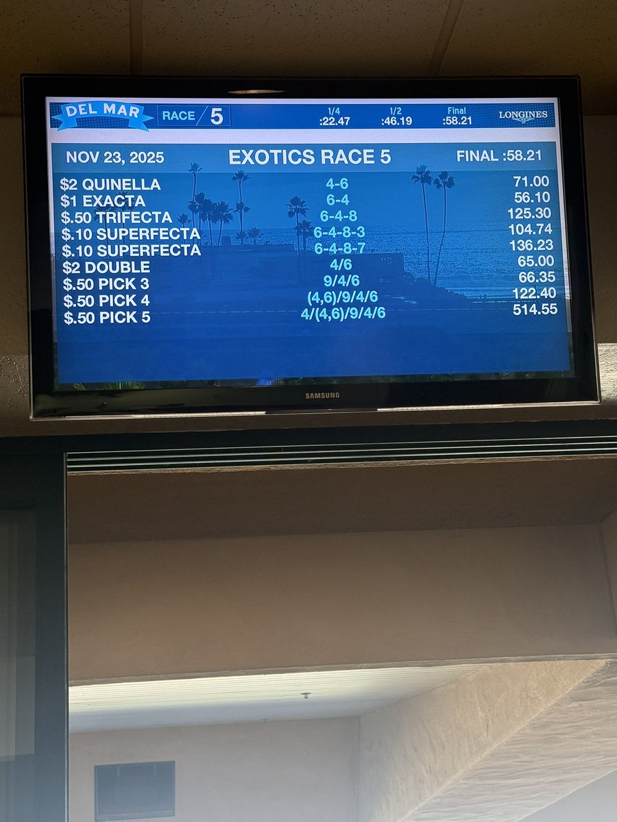 stoolpresidente's tweet image. I’m trying to stay positive but these payouts are criminal.  7-1 over 20-1 is 56 bucks for exacta?    #caws  #StayPositive #misswatermelon