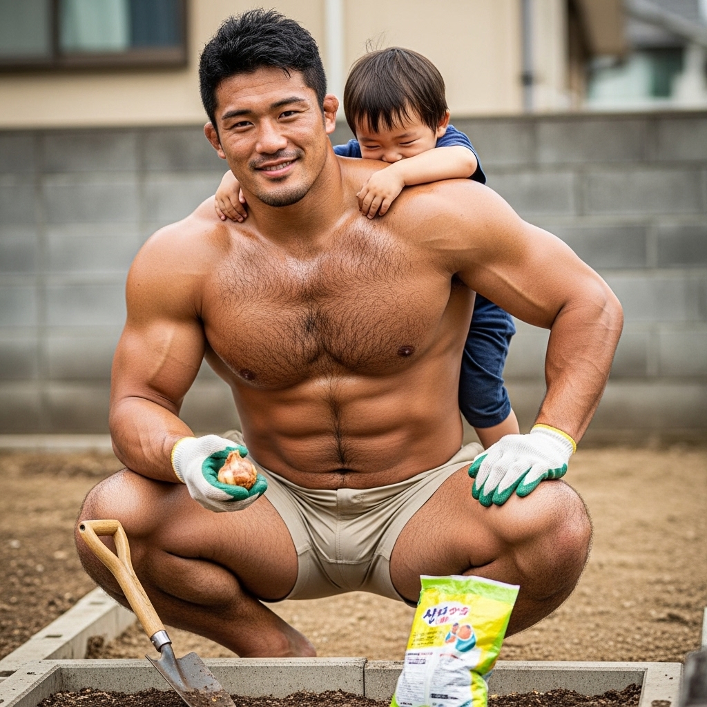 aifutomomo's tweet image. おはようございます😄

休日は　
子供とガーデニング🪴

#AIart #AI男子 #ImageFX