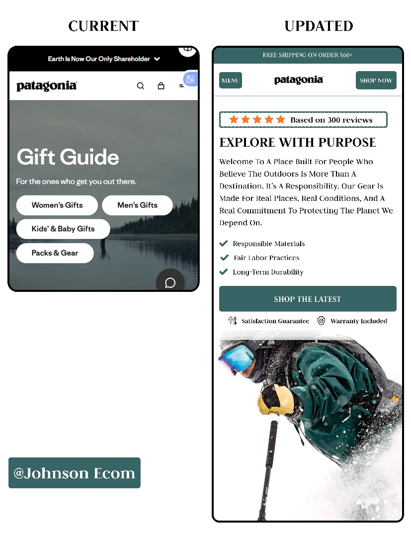 JPaages's tweet image. Before and after rewamp for Patagonia @figma

#replohq #landingpages