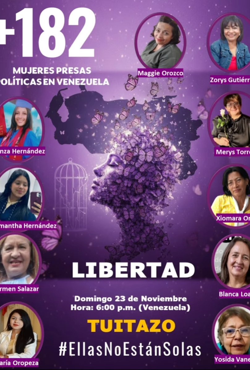 IdaniaChirinos's tweet image. Sin debido proceso, sin garantías de ningún tipo, en #Venezuela hay 182 mujeres presas. Alcemos la voz por quienes tienen su capacidad de expresarse secuestrada!  Alcemos la voz por las madres, hermanas, hijas, sobrinas, primas a quienes el régimen priva de libertad por el solo…