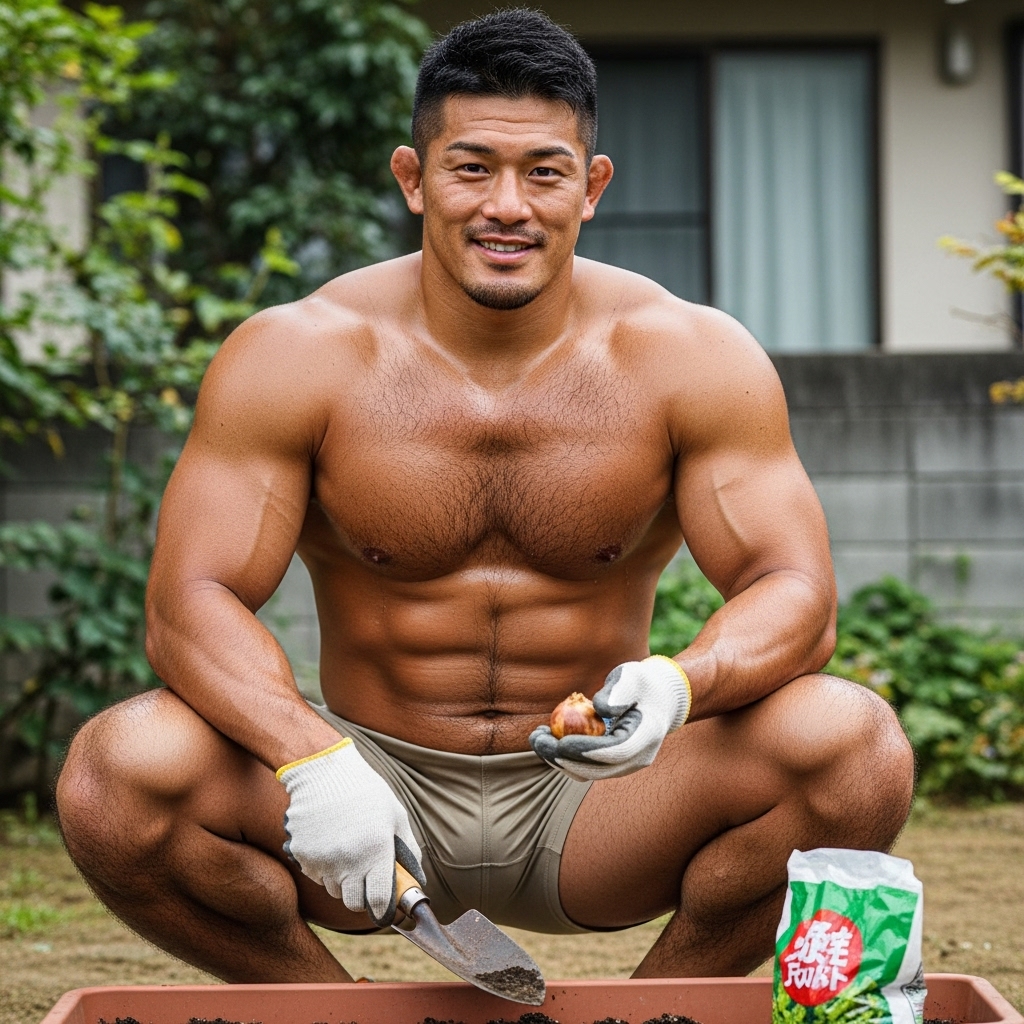 aifutomomo's tweet image. ガーデニングもっこり３😆

#AIart #AI男子 #ImageFX