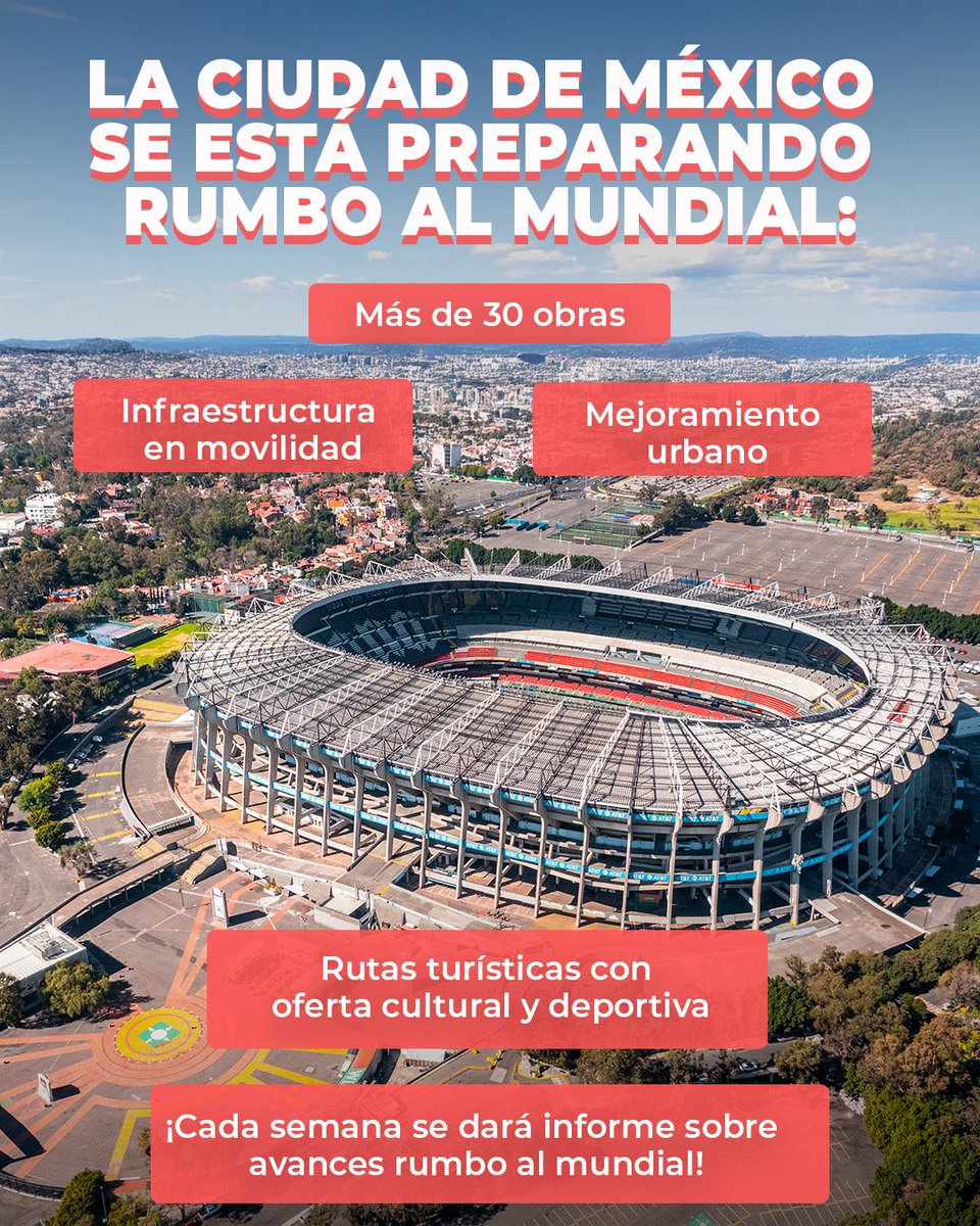Con más de 30 obras en movilidad, mejoramiento urbano y rutas turísticas, estamos transformando nuestra capital para recibir al mundo y mejorar la vida de quienes la habitan todos los días.
Prepararnos para el Mundial también es preparar una ciudad más moderna, más accesible y