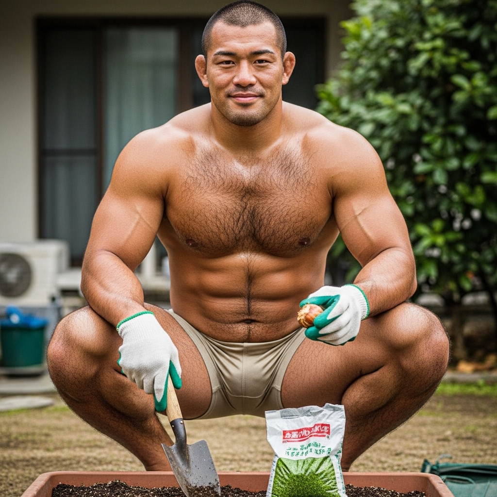 aifutomomo's tweet image. ガーデニングもっこり３😆

#AIart #AI男子 #ImageFX