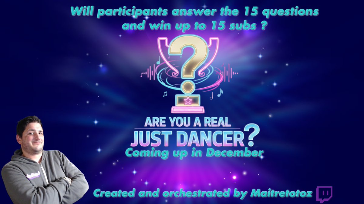 OH OH! What incoming on my Twitch channel ? Is that a concept thaught especially about <a href="/justdancegame/">Just Dance 2026 Edition</a>  quizz for streamers ? It might be possible. Will future candidates reach question n°15 and give a correct answer to win up subs for their channel ? Answer soon, stay tuned.