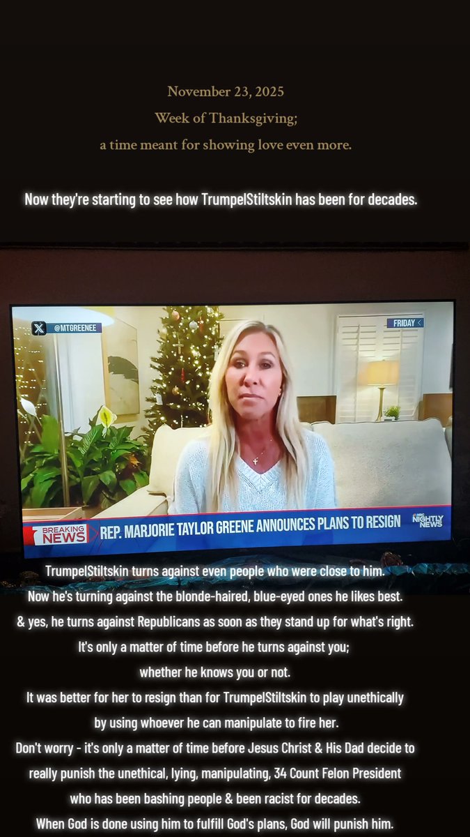 JeanneneGBurns's tweet image. #FakeAssPresident #November23 #WeekOfThanksgiving #ThanksgivingWeek #TrumpelStiltskin #DonaldStiltskin #TheOranchePresident #DJT #TheOrangePresident #DonaldTrumpBashing #DiscriminatoryTrump #TrumpTheDiscriminator #UnethicalPresident #WorstPresident #WorstPresidentInHistory