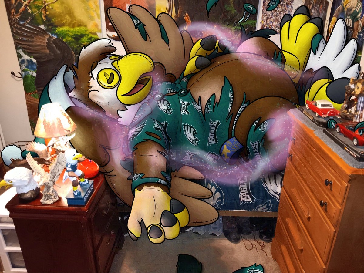 CrizBN's tweet image. You shouldn't eat a big meal right before bed; you might wake up stuffed! Then again, I don't think Pheagle will mind all that much, even if his pajamas aren't making it through the night. #TFEveryday

(#Octransfur Day 30 - Button, a drawn-into-reality comm for @BallDGull~)