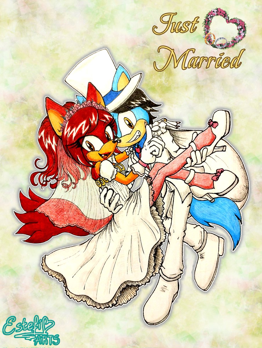 Un dibujito de los profes furros el día de su boda 👰🏽‍♀️🤵🏽‍♂️💒

Si sus FCs fueran invitados a la boda, que rol cumplirían? Padrinos, madrinas de qué serían?
#StephieTheRedJackal #HenryTheFox #wedding #sonicfc #sonicfanart #traditionalart #digitalart